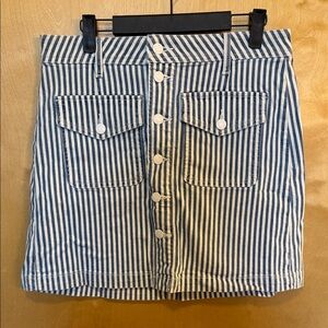 Loft Striped Button-Front Mini Skirt in Blue/White Size 6 Petite